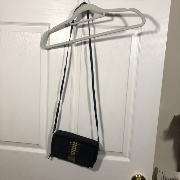 Longaberger Handbags - Longaberger wallet / shoulder bag, material is black corduroy and faux leather